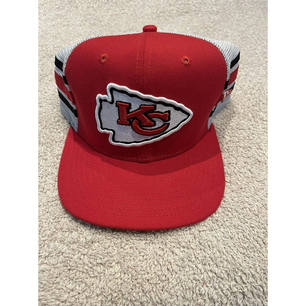 Kansas City Chiefs New Era Striped A-Frame 9FIFTY Trucker Snapback Hat Men's NFL